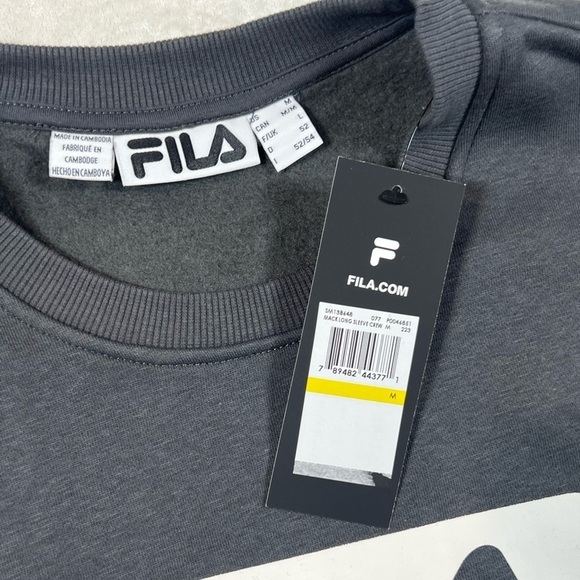NWT FILA Medium Crewneck Soft Cotton Gray Box Logo Sweater Tennis Soccer - Picture 7 of 10